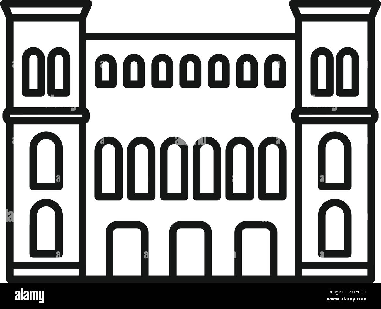 Icona vettoriale di un grande edificio governativo, potenzialmente un tribunale o un municipio Illustrazione Vettoriale