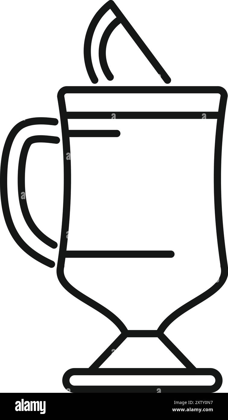 Icona minimalista di un tradizionale bicchiere di caffè irlandese con una fetta di limone Illustrazione Vettoriale