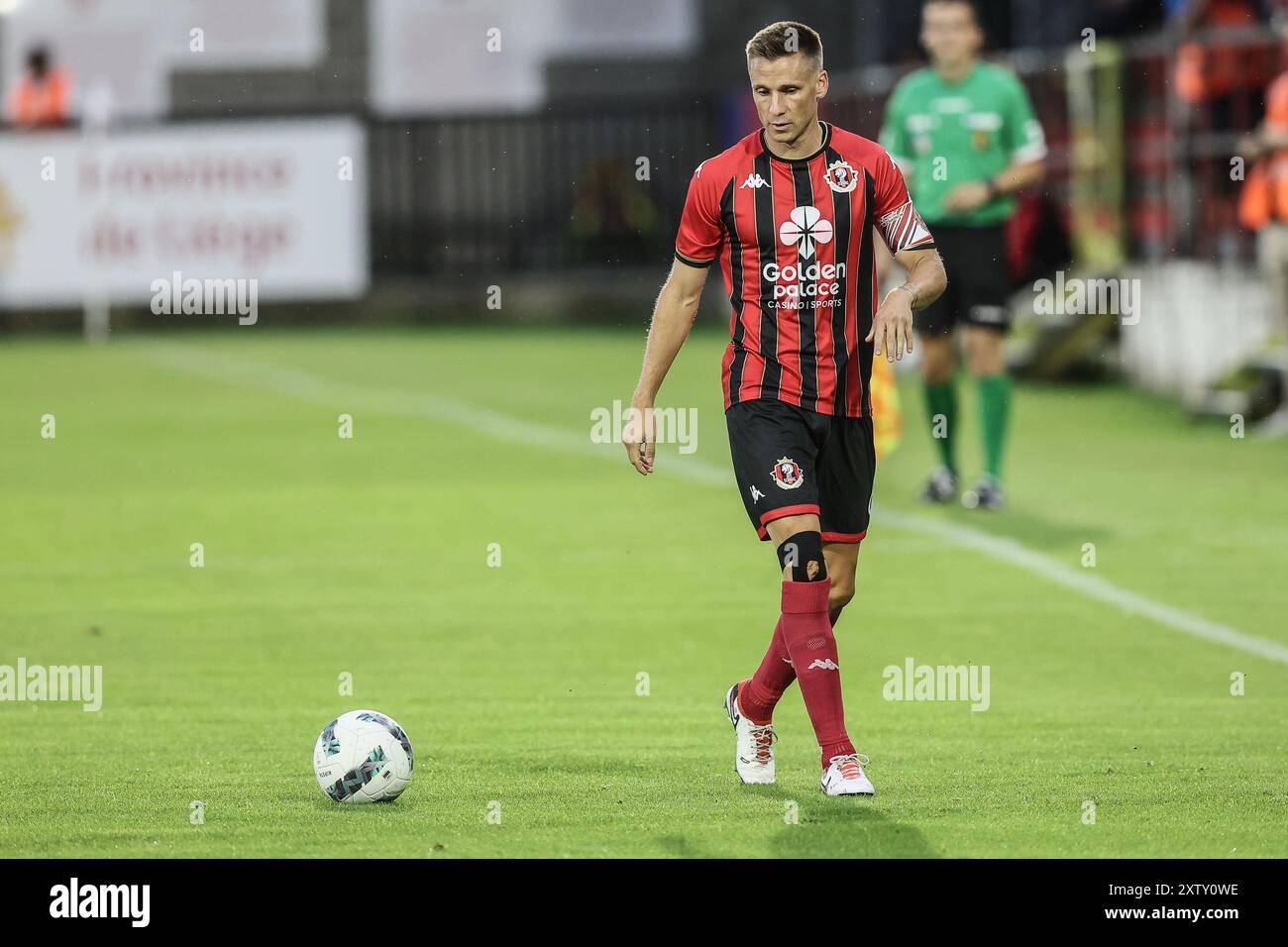 Seraing, Belgio. 16 agosto 2024. Niels Schouterden di Seraing nella foto durante una partita di calcio tra RFC Seraing e Jong Genk, a Seraing, il primo giorno del 2023-2024 'Challenger Pro League' 1B seconda divisione del campionato belga, venerdì 16 agosto 2024. BELGA PHOTO BRUNO FAHY credito: Belga News Agency/Alamy Live News Foto Stock