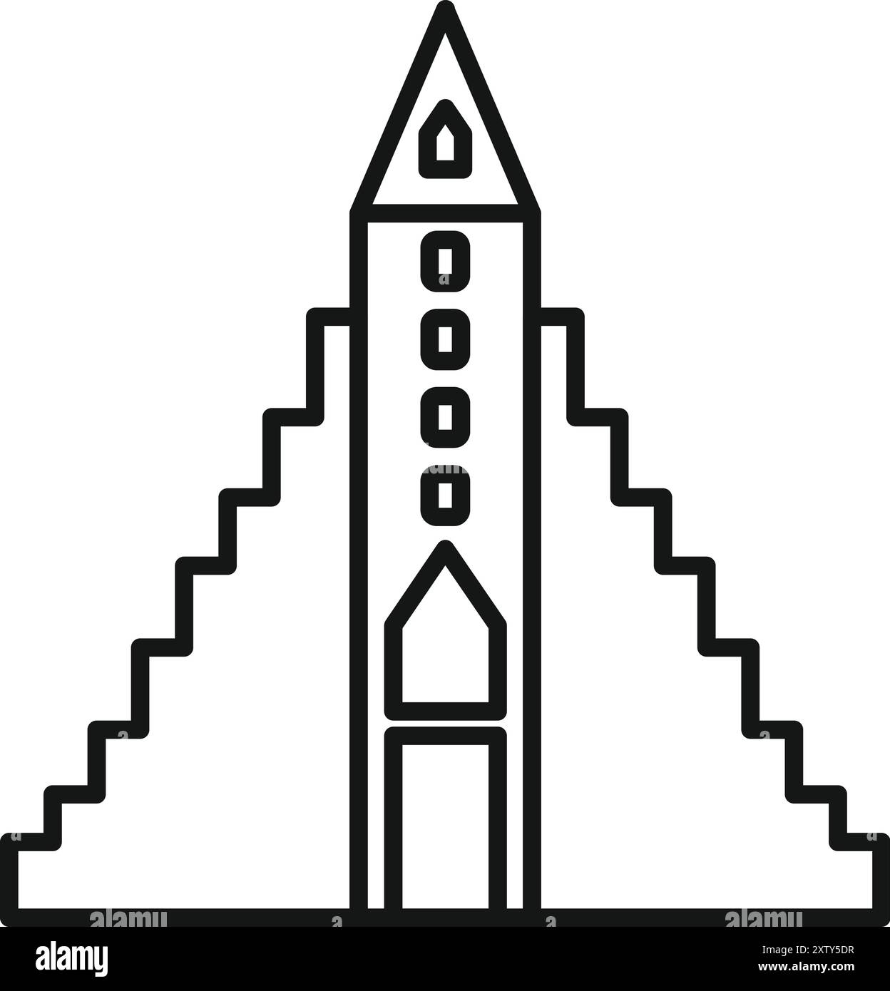 Illustrazione in line art della chiesa di hallgrimskirkja, un famoso punto di riferimento e chiesa parrocchiale luterana a reykjavik, islanda Illustrazione Vettoriale