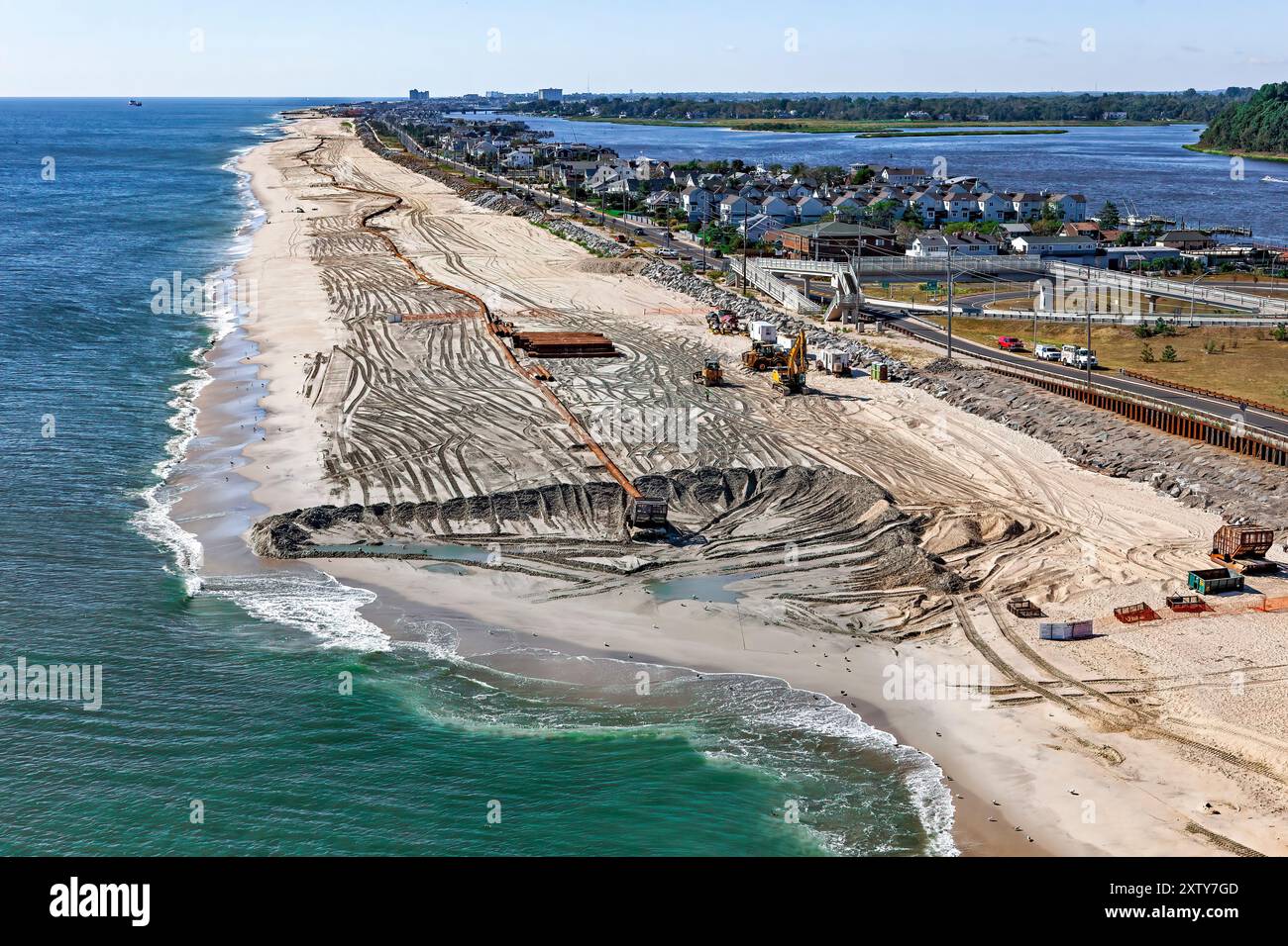 New Jersey Shore Beach Progetto di bonifica, Monmouth, NJ (dopo l uragano Sabbiosa) Foto Stock