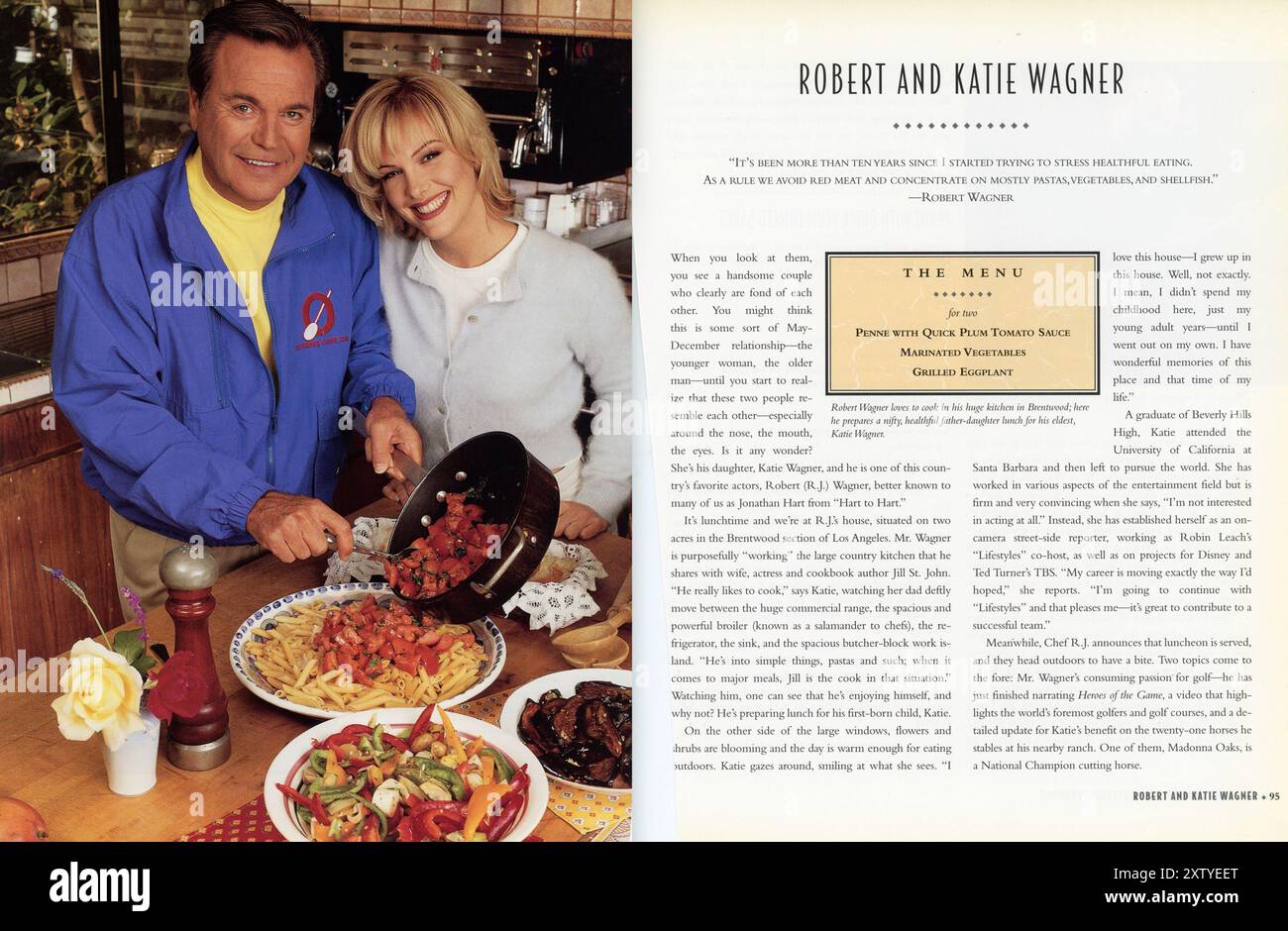 Pagine di Robin Leach's Healthy Lifestyles Cookbook, 1995, con Robert e Katie Wagner, Stati Uniti Foto Stock