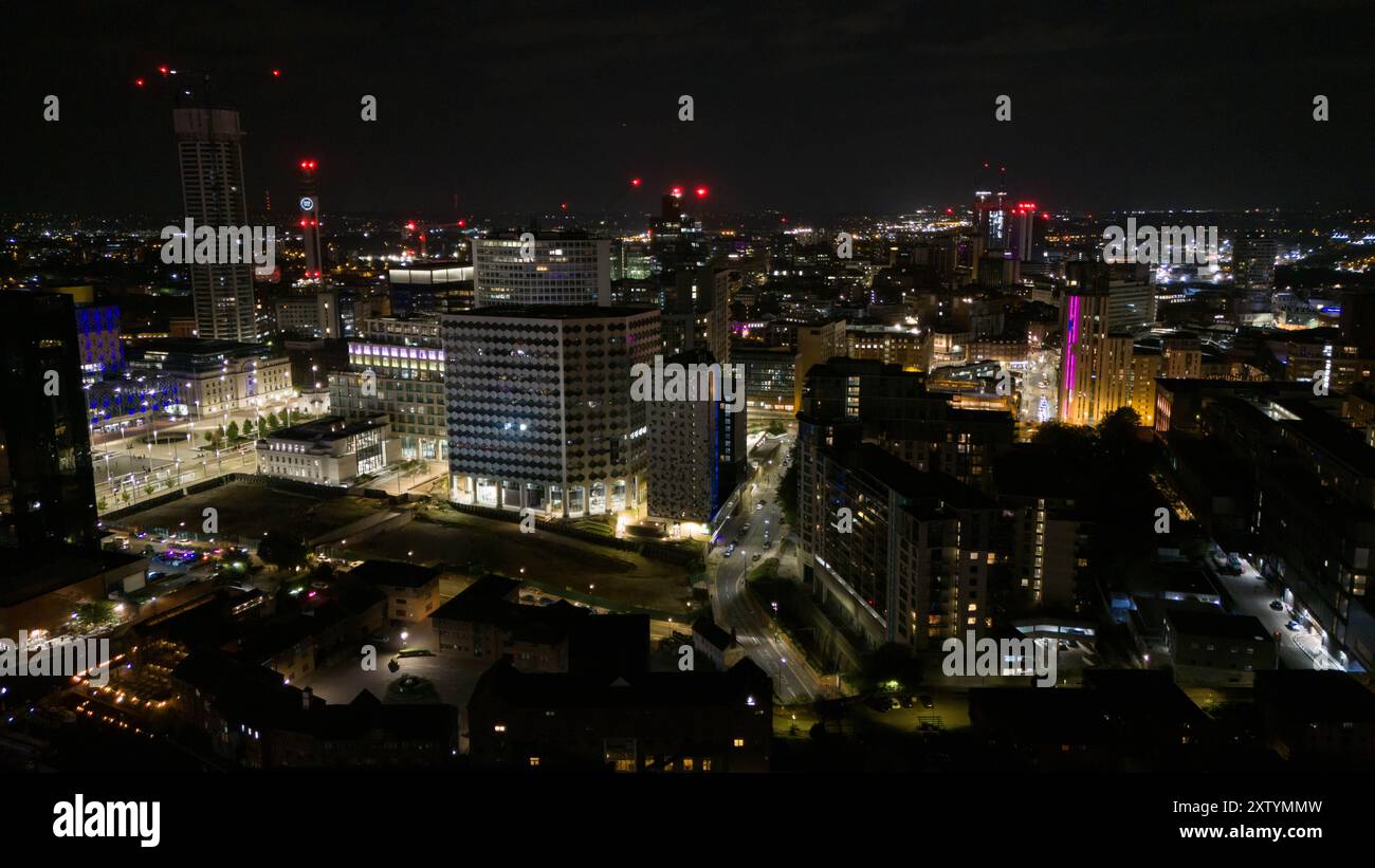 Foto di Birmingham di notte su 16.08.2024 con un DJI mini 4pro Foto Stock