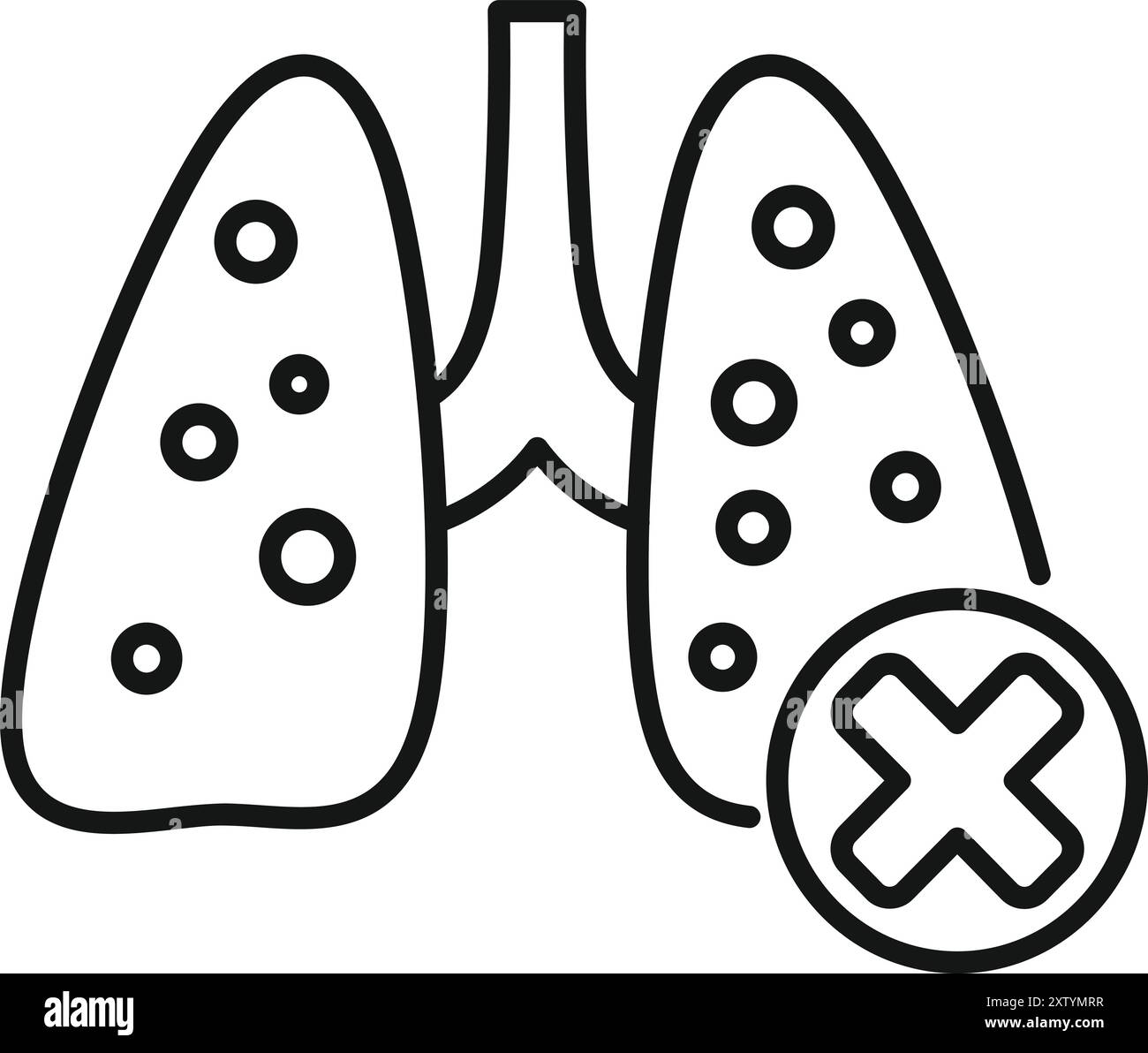 Icona a linea dei polmoni infetti, che rappresenta la malattia respiratoria Illustrazione Vettoriale Icona a linea dei polmoni infetti, che rappresenta la malattia respiratoria Illustrazione Vettoriale