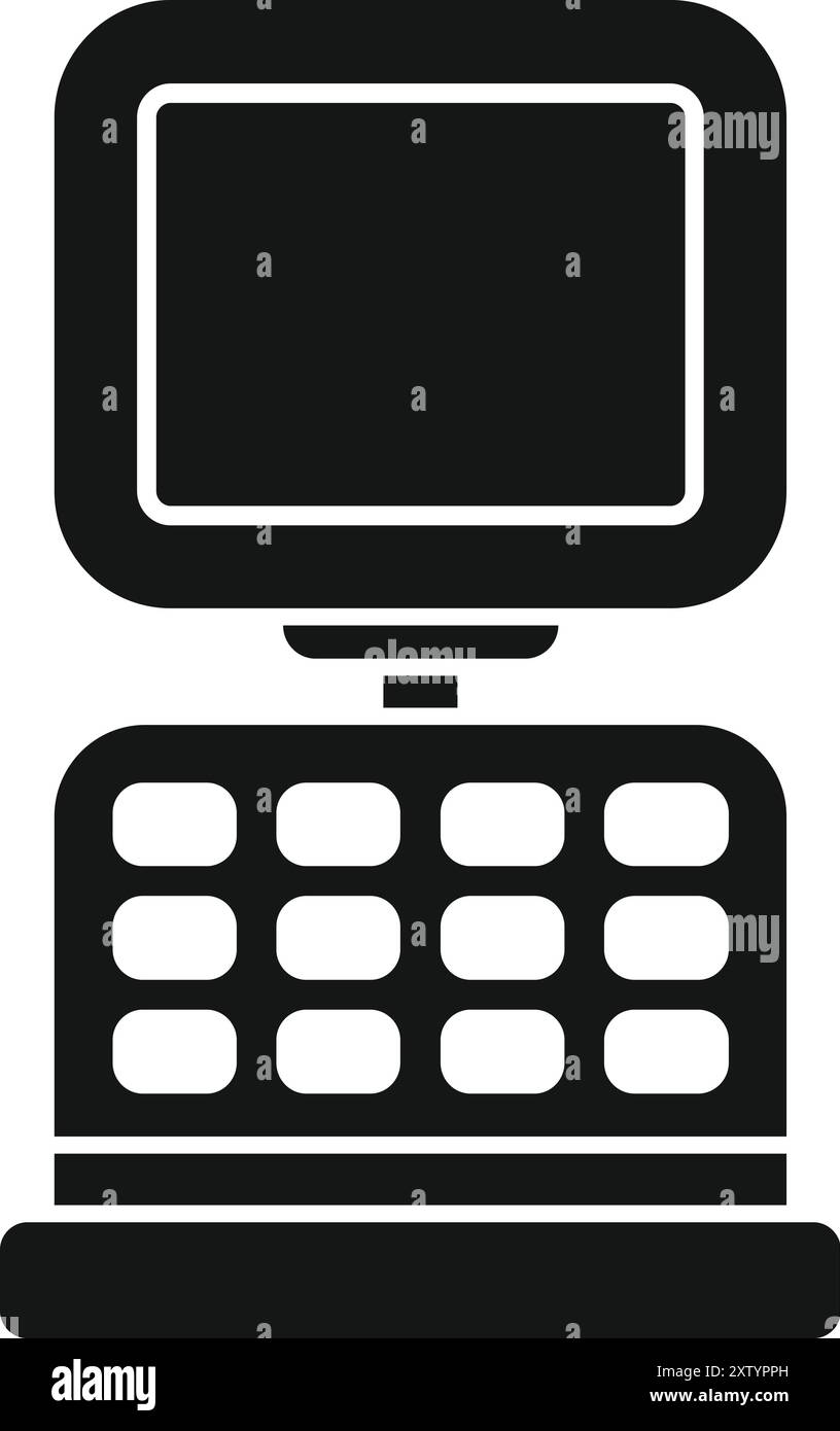 Silhouette nera di una macchina a ultrasuoni medica, comunemente trovata in ospedali e cliniche Illustrazione Vettoriale
