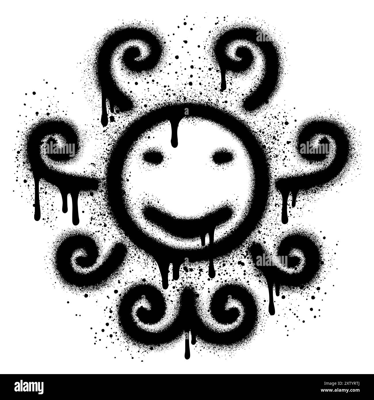 vettore di vernice spray solare. Graffiti, grunge, graffiti alla luce del sole spruzzano su sfondo bianco. Illustrazione Vettoriale