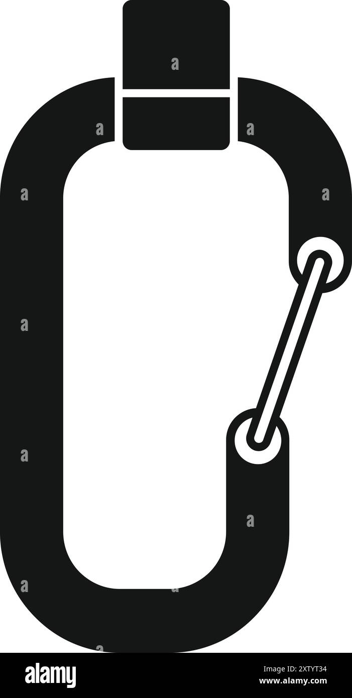 Il moschettone nero per arrampicate è pronto per un'escursione Illustrazione Vettoriale