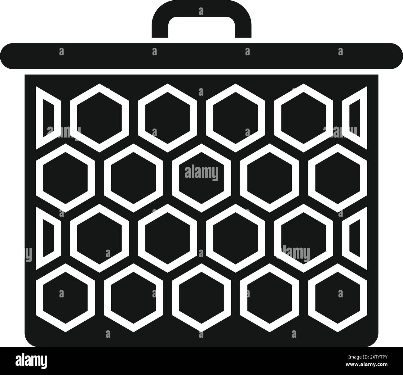 Silhouette nera di una montatura a nido d'ape con miele, uno strumento utilizzato dagli apicoltori in un apiario Illustrazione Vettoriale