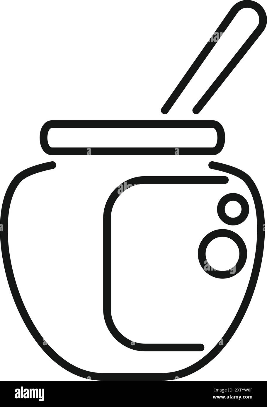 Line art vettore di un calabash con una bombilla, una tradizionale bevanda sudamericana Illustrazione Vettoriale