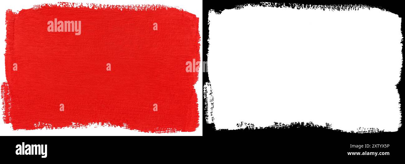 Blocco rosso tratto di vernice isolato su sfondo bianco con maschera di ritaglio (canale alfa) per un isolamento rapido. Oggetto di selezione di qualità fine. Foto Stock