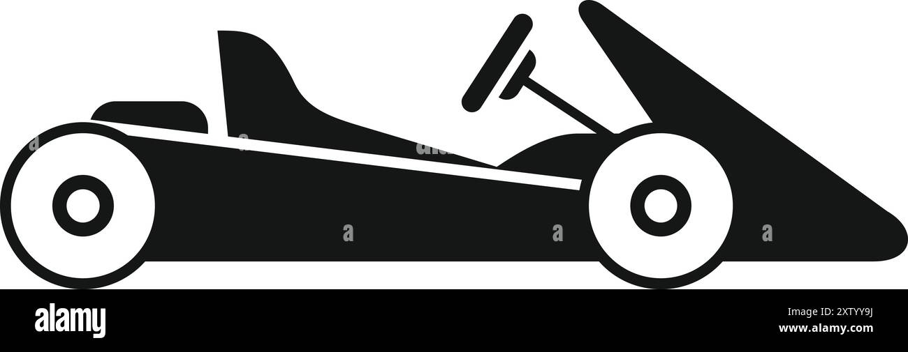 Silhouette nera di un go-kart che simboleggia la velocità e il brivido delle corse Illustrazione Vettoriale