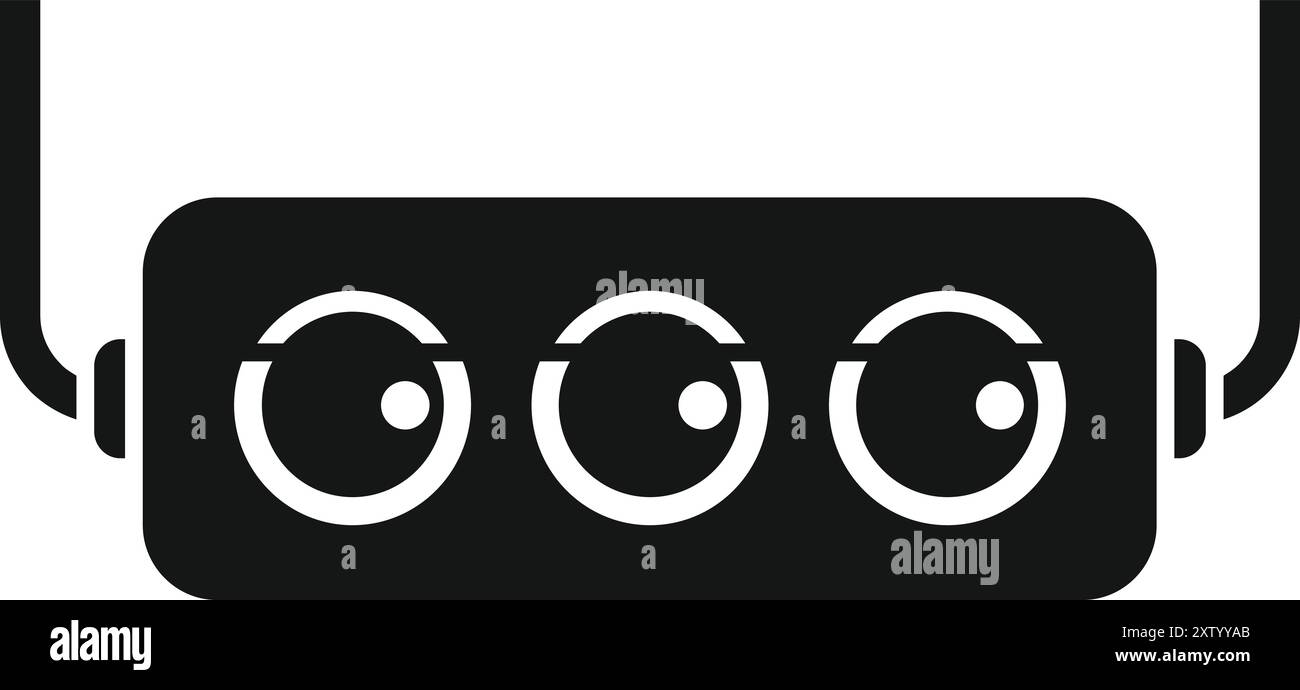 Silhouette nera di una presa multipla con prese multiple, che fornisce un modo pratico per collegare e alimentare vari dispositivi elettrici Illustrazione Vettoriale