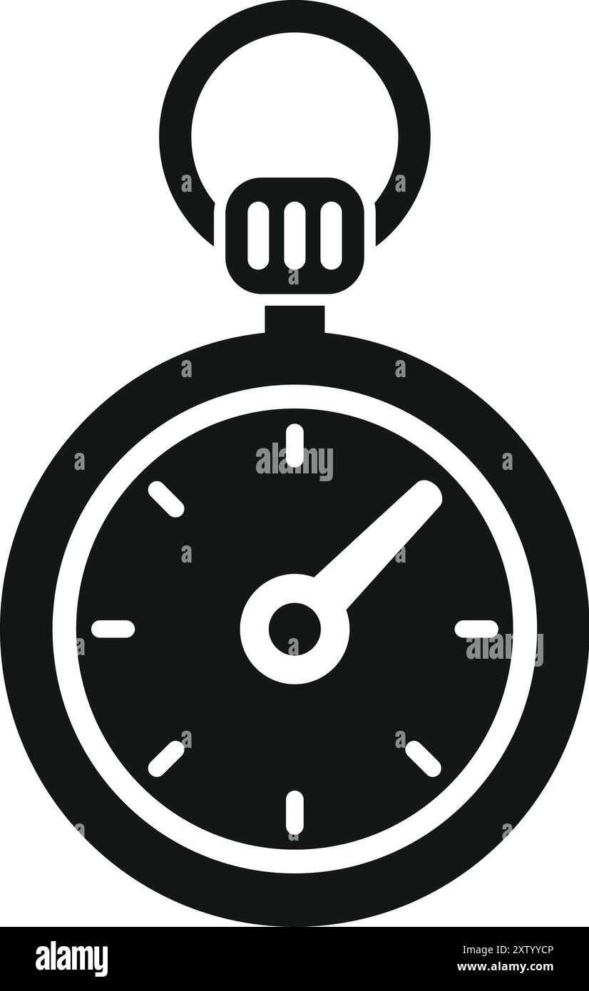 Semplice icona di un cronometro con le mani in movimento, che misura il tempo in un evento sportivo o in qualsiasi altra attività Illustrazione Vettoriale