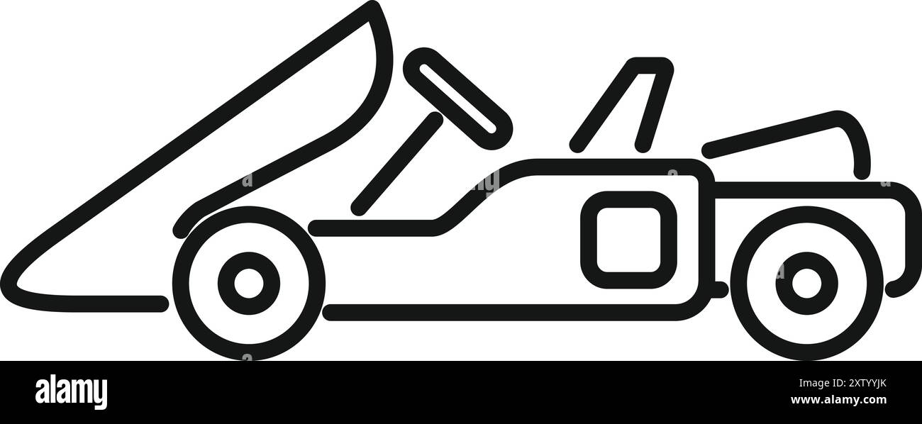 Disegno al tratto di un go-kart che simboleggia gli sport motoristici e la competizione Illustrazione Vettoriale