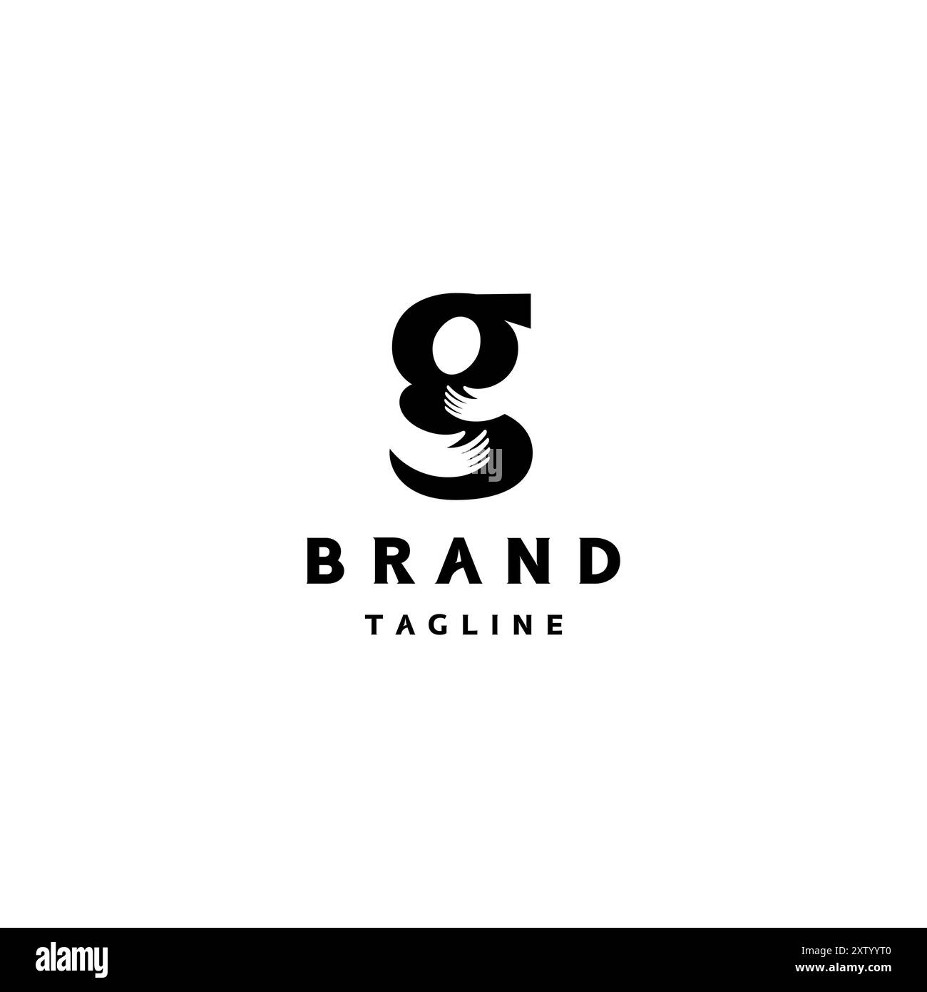 Abbracciare la lettera G Logo Design. Lettera iniziale G con sagoma di due braccia che la abbracciano. Illustrazione Vettoriale