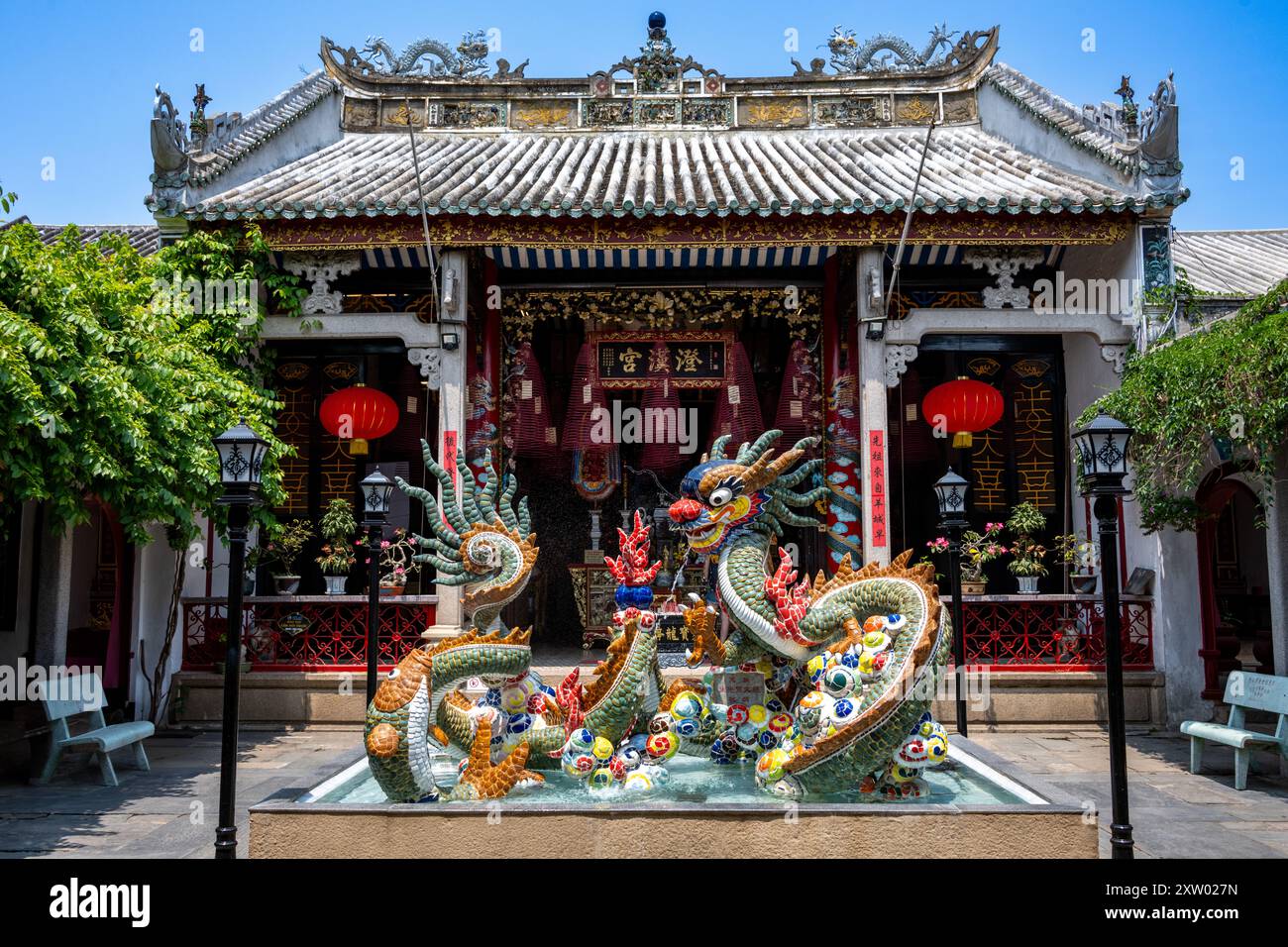 La sala dell'Assemblea della Congregazione Cinese di Cantoneses Hoi An. Foto Stock