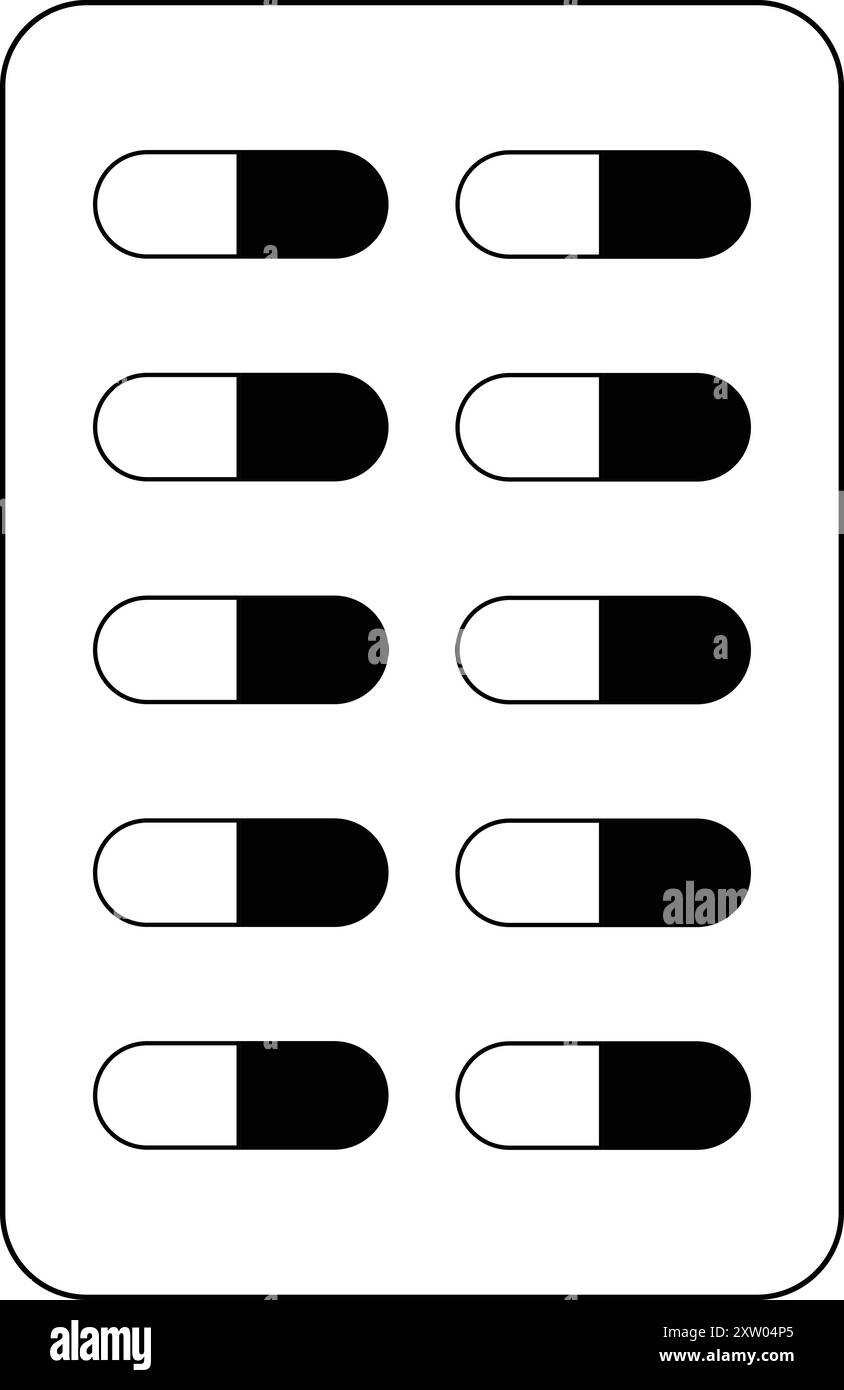 Icona della cinghia della medicina, pillole mediche, capsule e farmaci medici, sanità e medicina, simboli farmaceutici Illustrazione Vettoriale