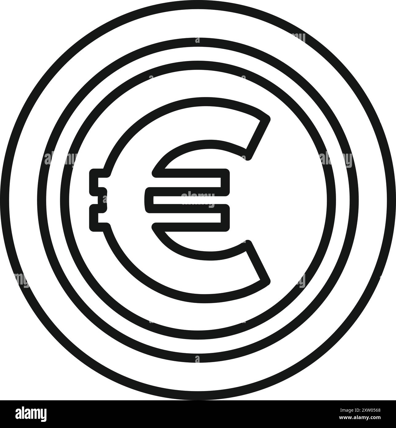 Semplice illustrazione line art del simbolo dell'euro, che rappresenta la moneta ufficiale dell'unione europea Illustrazione Vettoriale