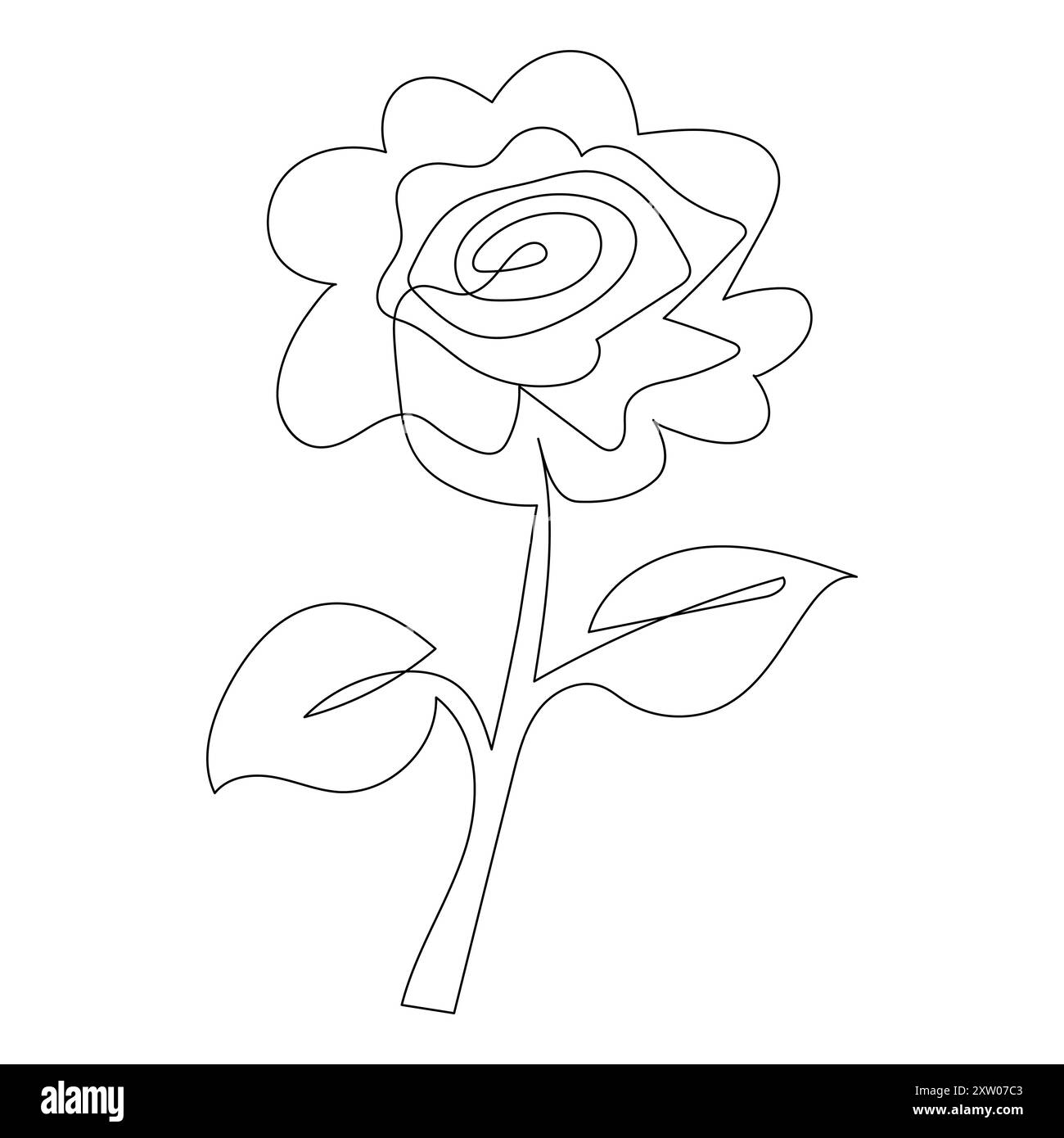 Design a rosa singolo continuo con una linea, rose disegnate a mano, illustrazione a linee artistiche Illustrazione Vettoriale