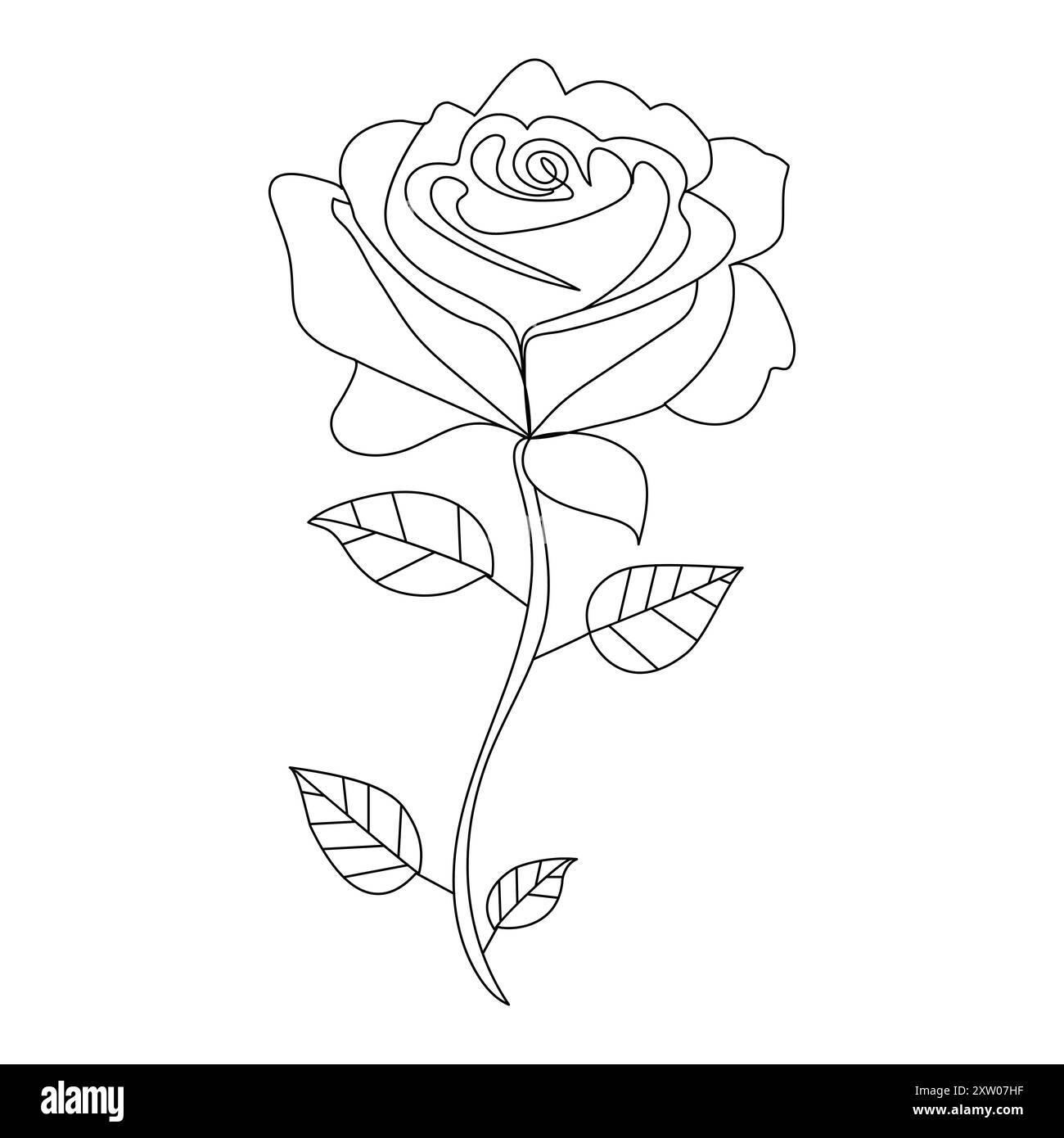 Design a rosa singolo continuo con una linea, rose disegnate a mano, illustrazione a linee artistiche Illustrazione Vettoriale