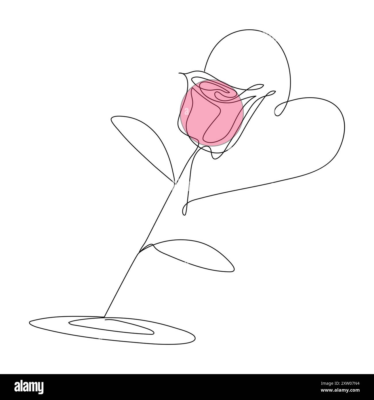 Design a rosa singolo continuo con una linea, rose disegnate a mano, illustrazione a linee artistiche Illustrazione Vettoriale