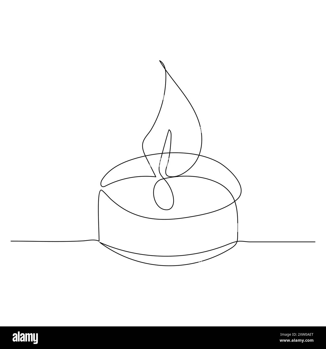 Disegno a linea continua disegno a candela disegno vettoriale pagina da colorare per bambini bianco Halloween candele vettoriale illustrazione, Illustrazione Vettoriale