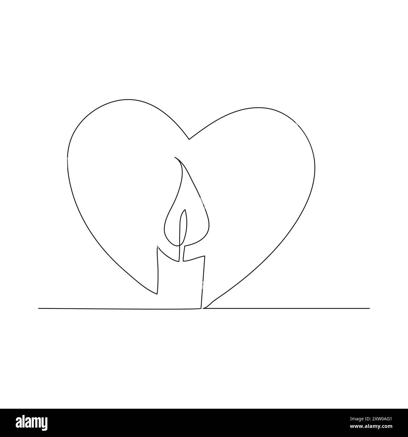 Disegno a linea continua disegno a candela disegno vettoriale pagina da colorare per bambini bianco Halloween candele vettoriale illustrazione, Illustrazione Vettoriale