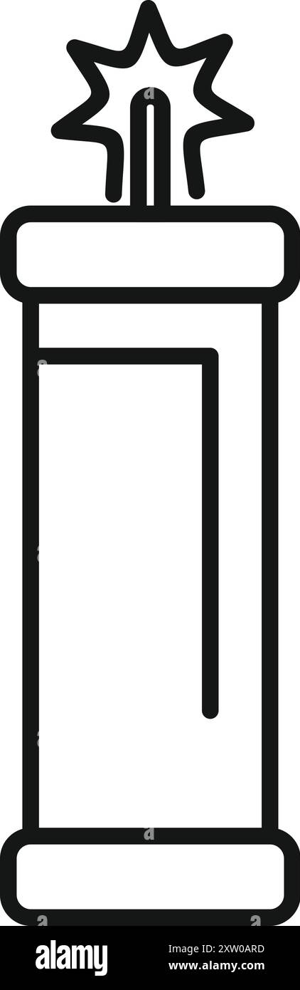 Semplice icona lineare di un bastone di dinamite con una miccia accesa, che sta per esplodere Illustrazione Vettoriale