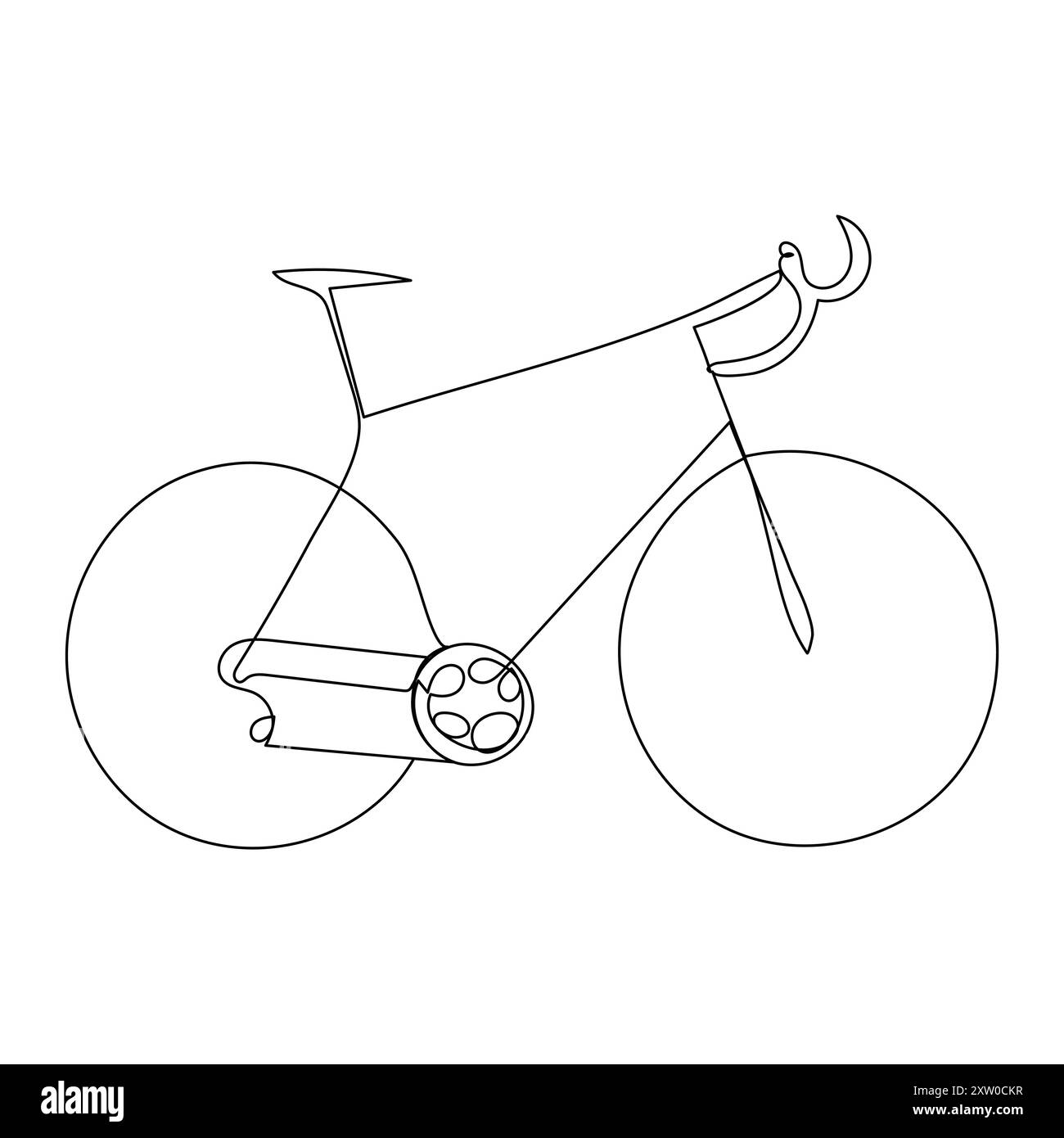 Disegno grafico a linea vettoriale singola continua e illustrazione a una linea di bicicletta Illustrazione Vettoriale