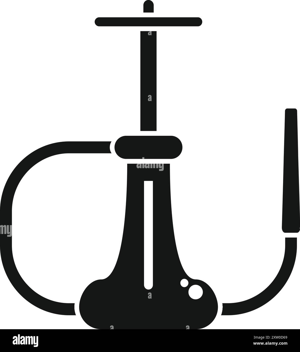 Silhouette nera di un narghilè, una tradizionale pipa ad acqua del Medio Oriente per fumare tabacco aromatizzato Illustrazione Vettoriale