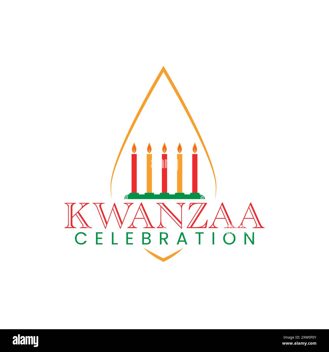 Festa Kwanzaa con logo candele, isolato, biglietto d'auguri Illustrazione Vettoriale