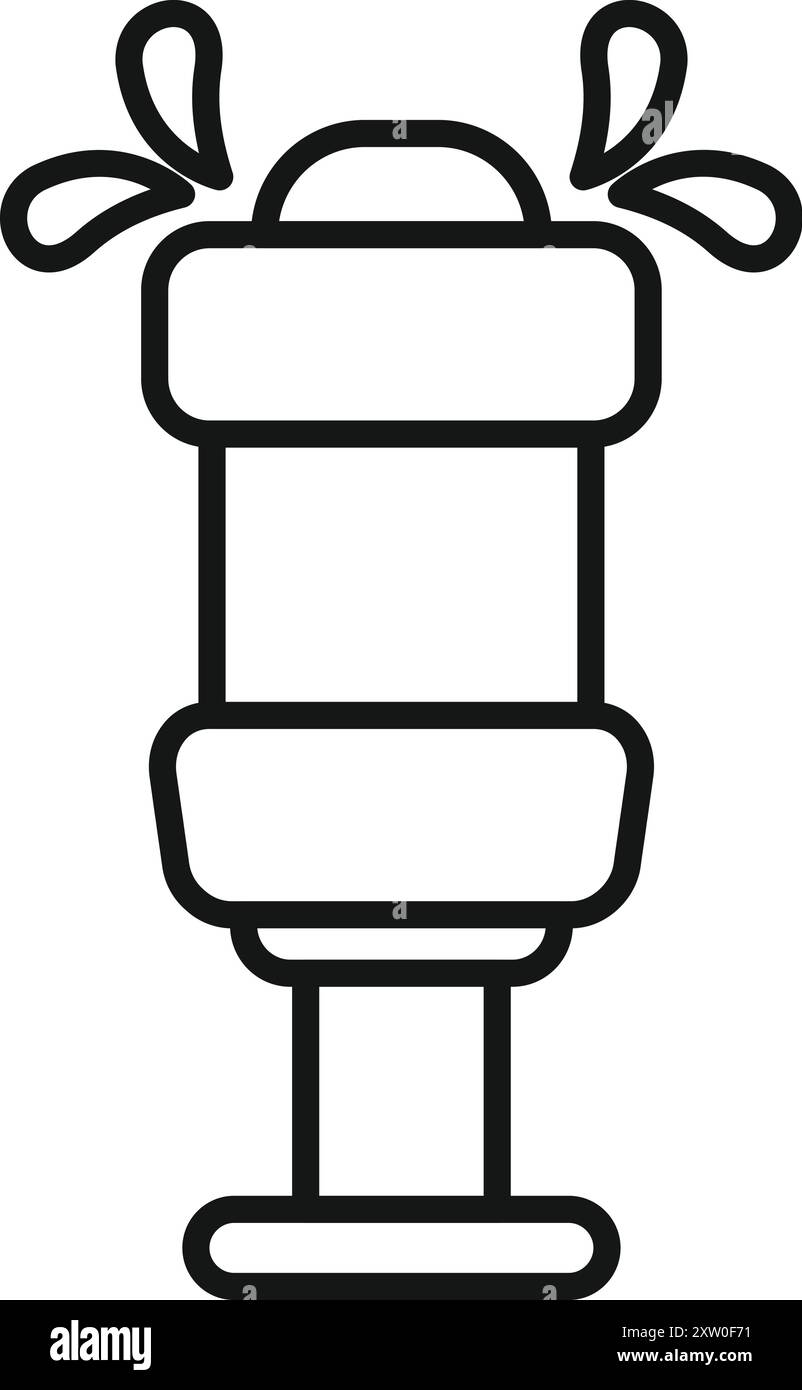 Icona irrorazione idrante antincendio, illustrazione vettoriale a linee sottili Illustrazione Vettoriale