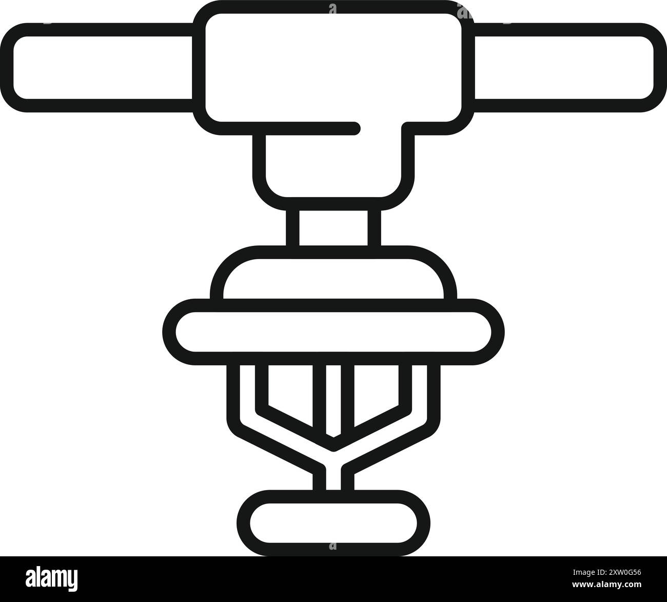 Semplice icona sprinkler antincendio con base rotonda, utilizzata per spegnere gli incendi negli edifici Illustrazione Vettoriale