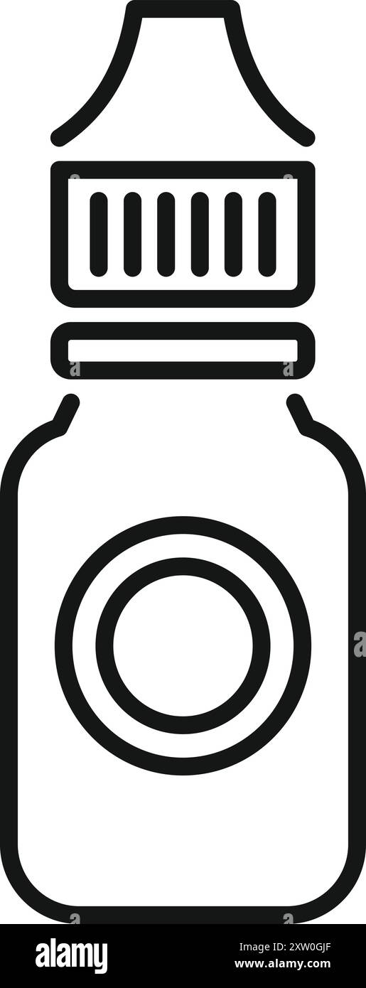 Flacone liquido Vape con tappo a prova di bambino dal design semplice, ideale per temi di svapo Illustrazione Vettoriale