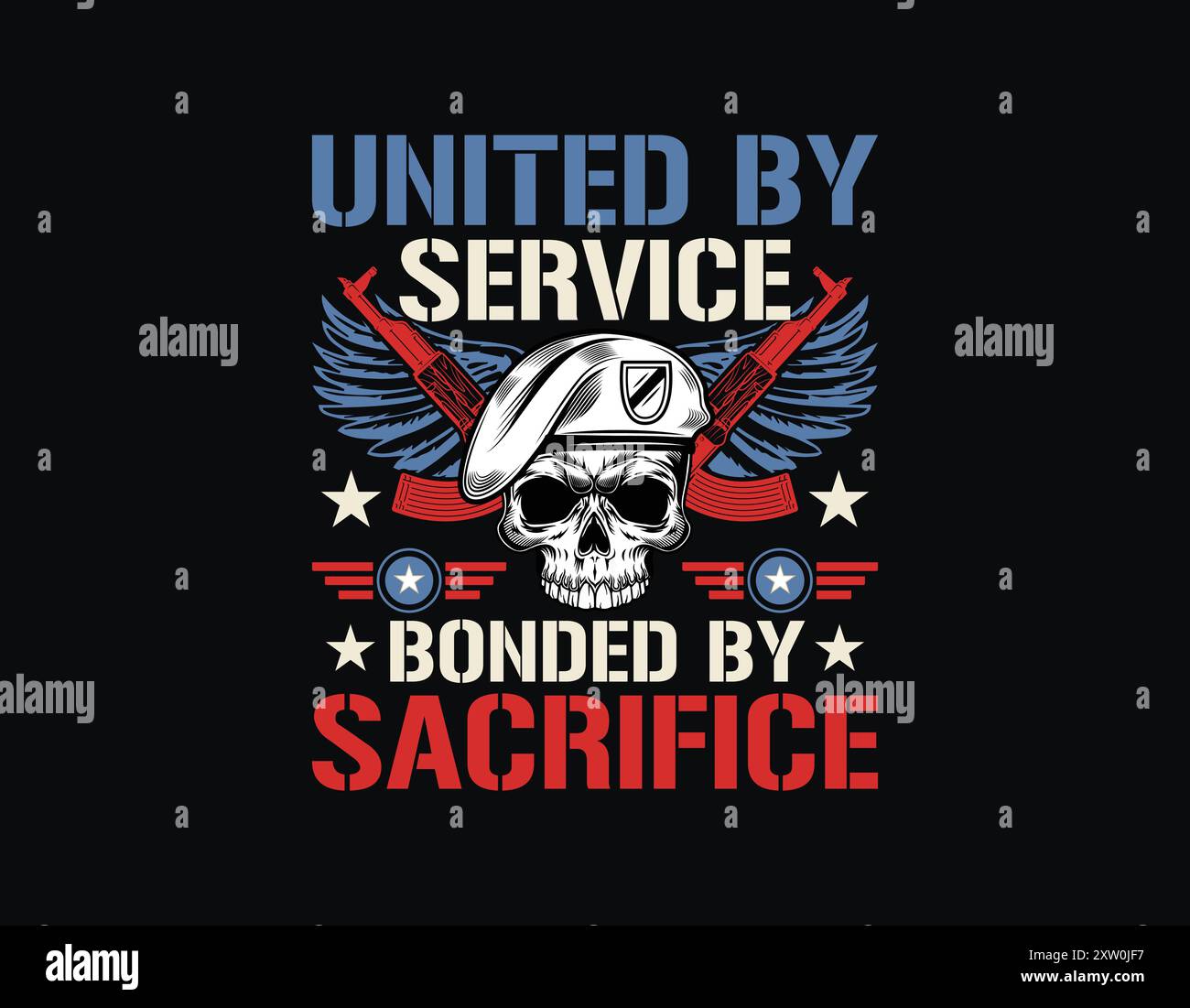 uniti dal servizio unito al design di t shirt veterano sacrifice, illustrazioni vettoriali di concept veterani per poster t shirt e altro ancora, design di t shirt veterano Illustrazione Vettoriale