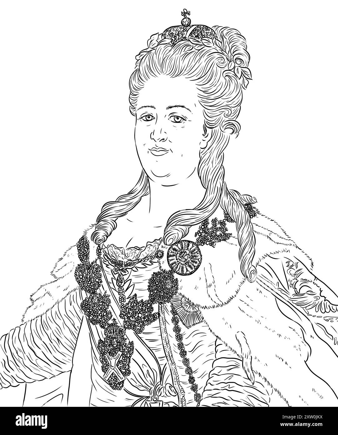 Ritratto di Caterina la grande, Caterina 2 di Russia, imperatrice di Russia Foto Stock