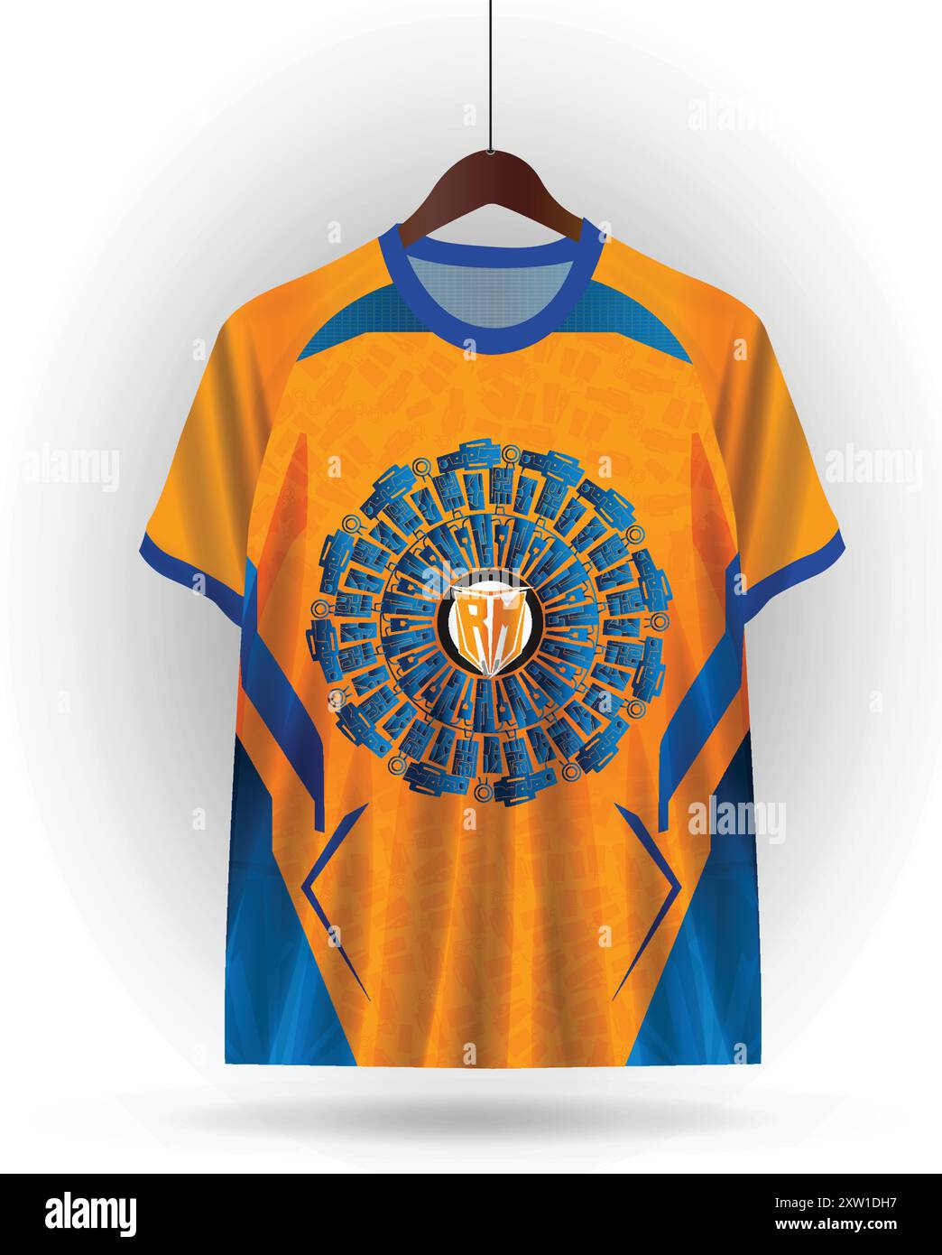 T-shirt sportiva in Jersey Concept Vector, maglia sportiva Concept con vista frontale. Un concetto di design New Jersey per calcio, Badminton e calcio Illustrazione Vettoriale