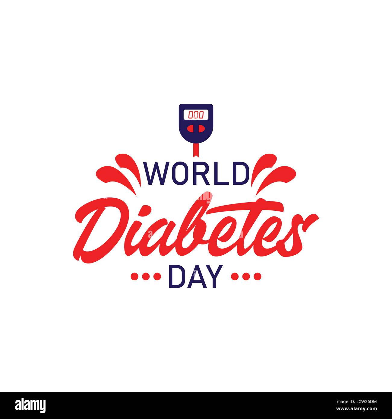 Modello vettoriale World Diabetes Day Banner, esame del sangue, glucometro Illustrazione Vettoriale