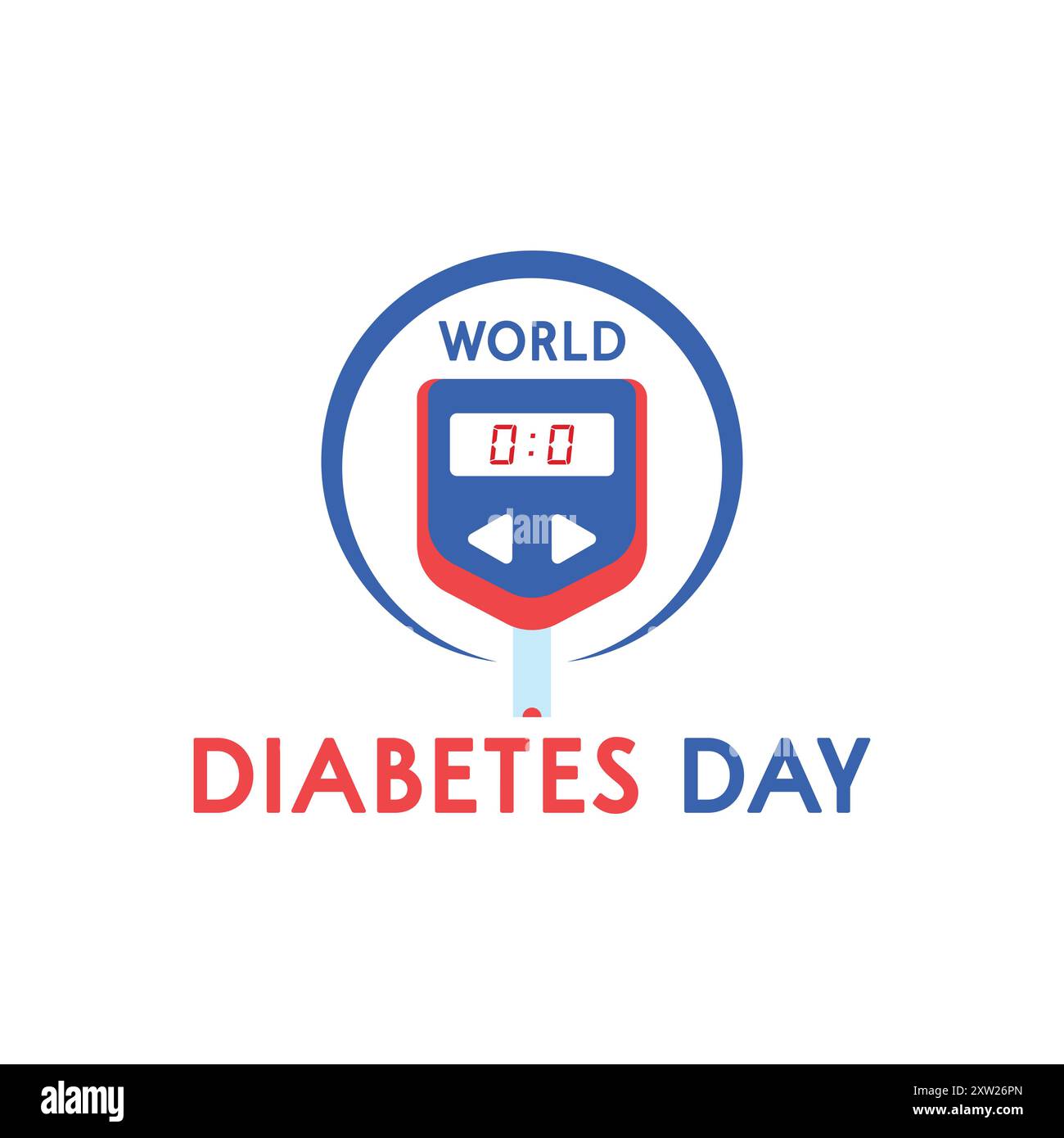 Poster della giornata mondiale del diabete con glucometro, esame del sangue, modello vettoriale Illustrazione Vettoriale