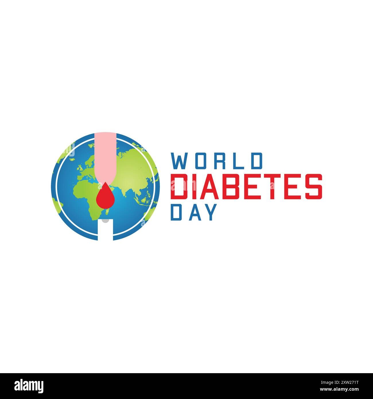 Banner World Diabetes Day, glucometro, esame del sangue, modello vettoriale Illustrazione Vettoriale