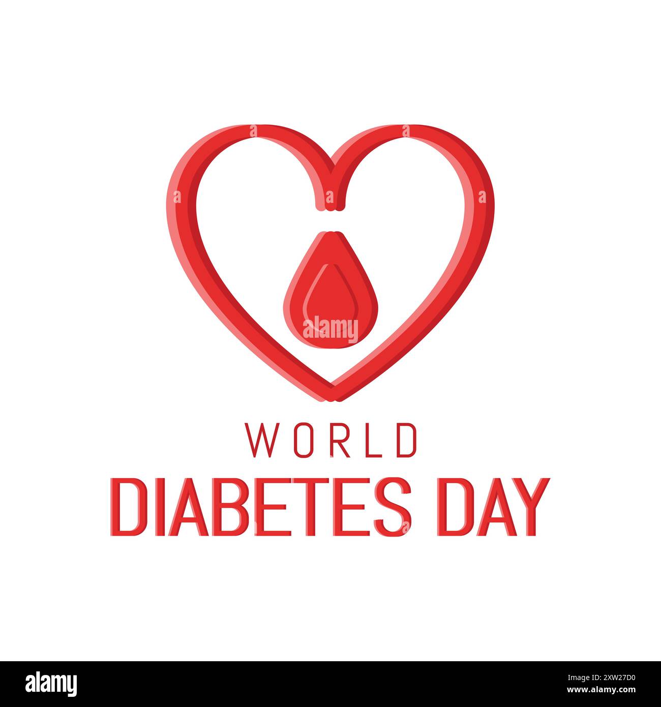 Giornata Mondiale del diabete cuore con gocce di sangue, design vettoriale Illustrazione Vettoriale