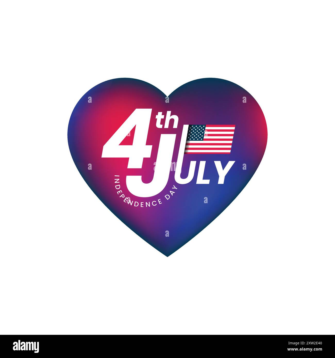 4 luglio giorno indipendenza design a forma di cuore Illustrazione Vettoriale