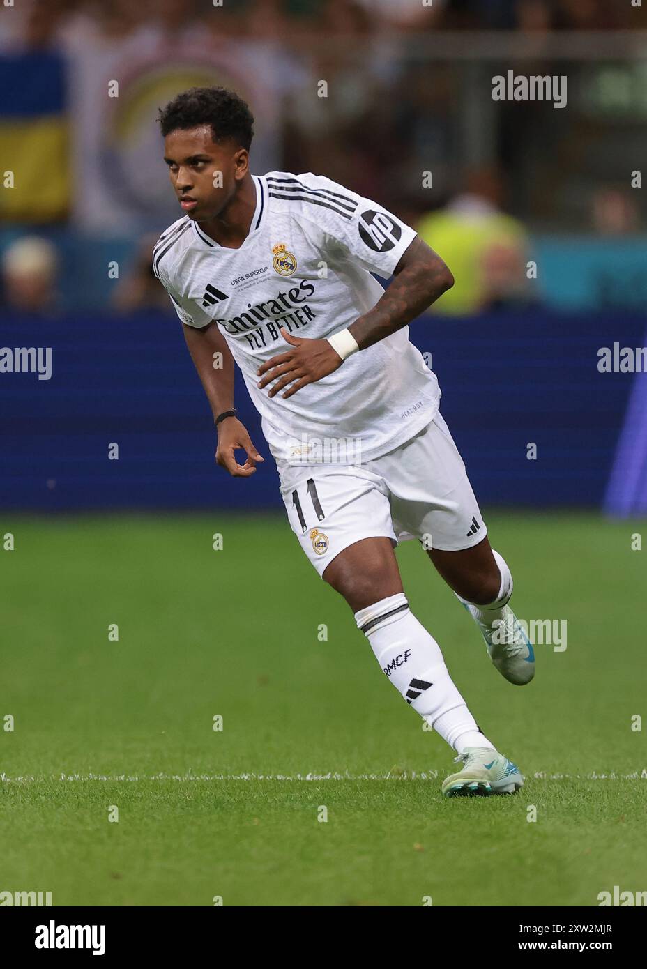 Varsavia, Polonia, 14 agosto 2024. Rodrygo del Real Madrid durante la partita di Supercoppa UEFA allo Stadio Nazionale di Varsavia. Il credito immagine dovrebbe essere: Jonathan Moscrop / Sportimage Foto Stock