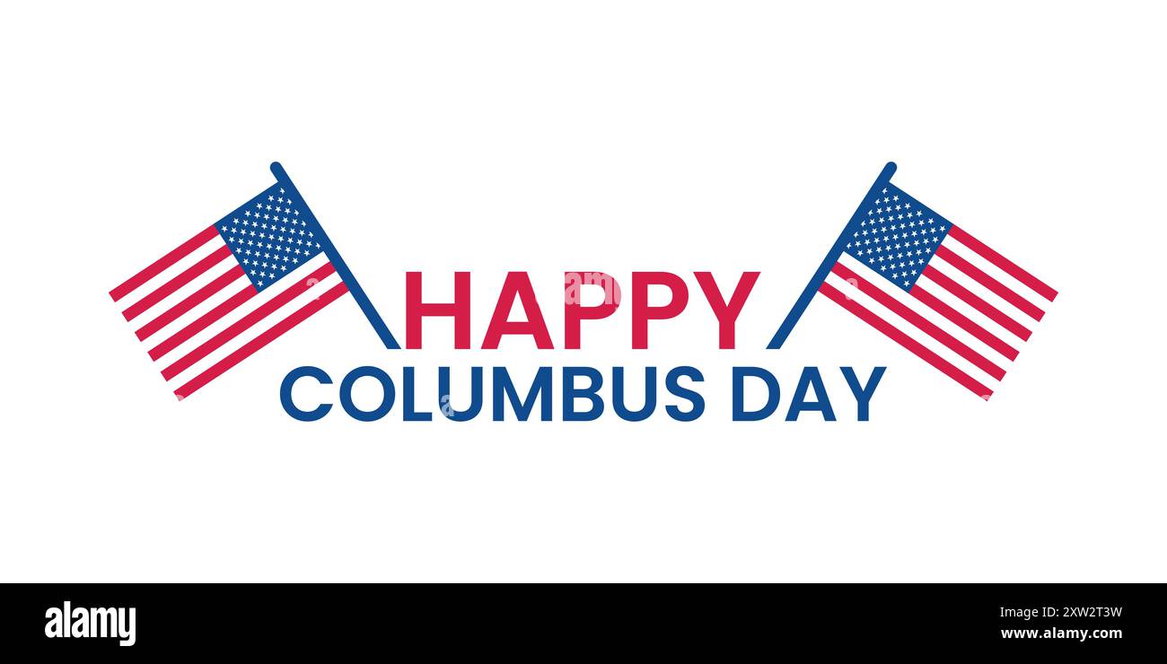 Happy Columbus Day Banner con USA Flags Illustrazione Vettoriale