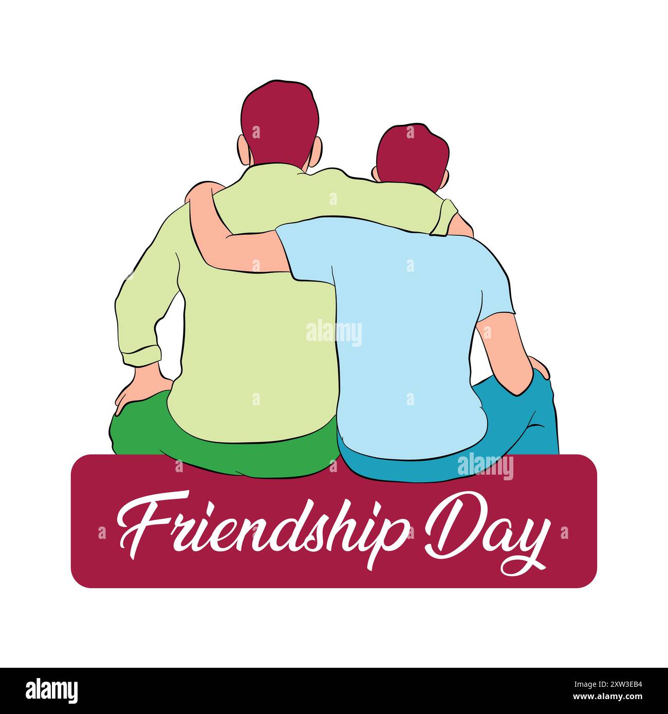 Friendship Day Two Friends Flat Design Illustrazione Vettoriale Friendship Day Two Friends Flat Design Illustrazione Vettoriale