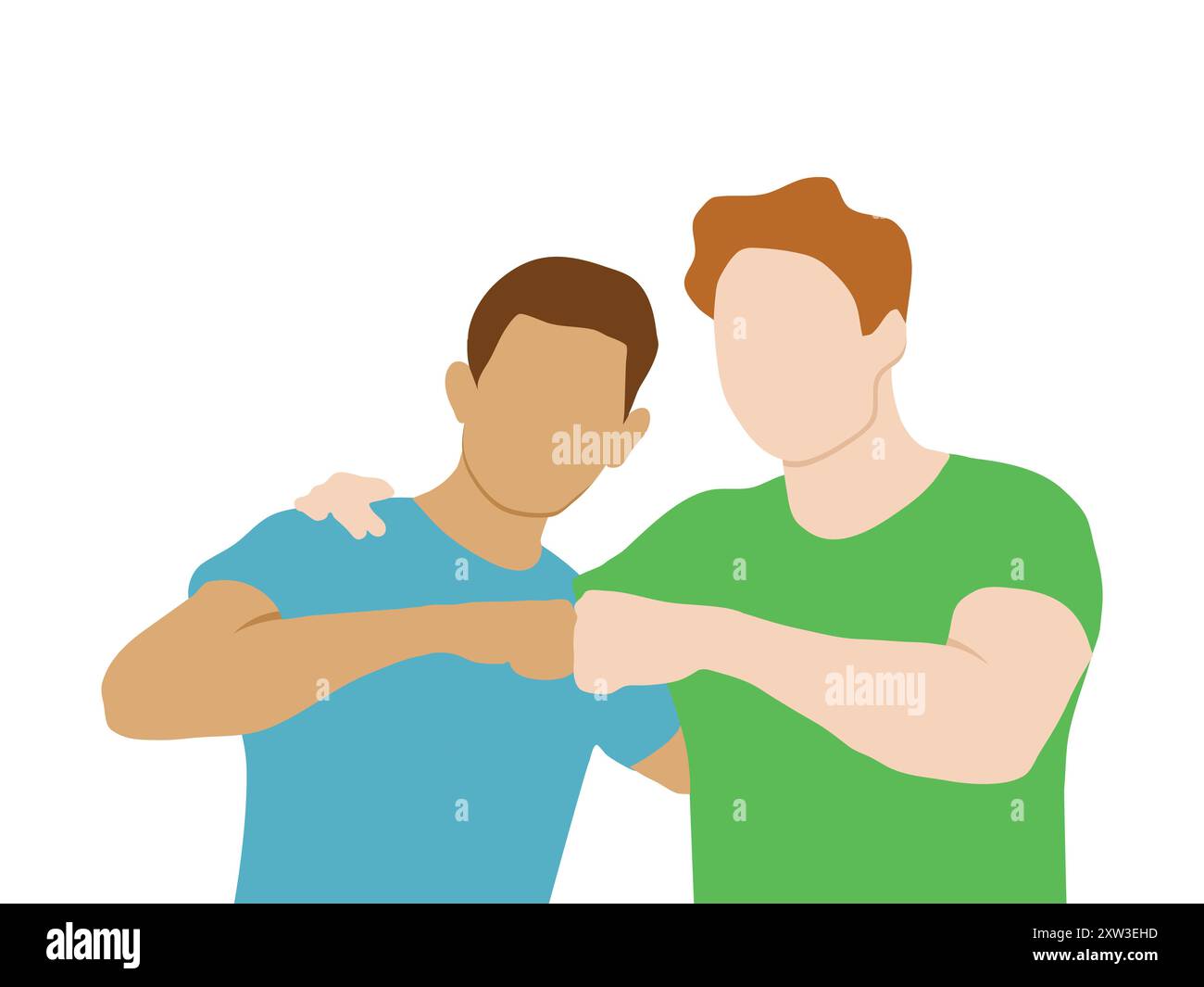 Due uomini che si danno un pugno amichevole a vicenda illustrazione piatta felice giorno dell'amicizia Illustrazione Vettoriale Due uomini che si danno un pugno amichevole a vicenda illustrazione piatta felice giorno dell'amicizia Illustrazione Vettoriale