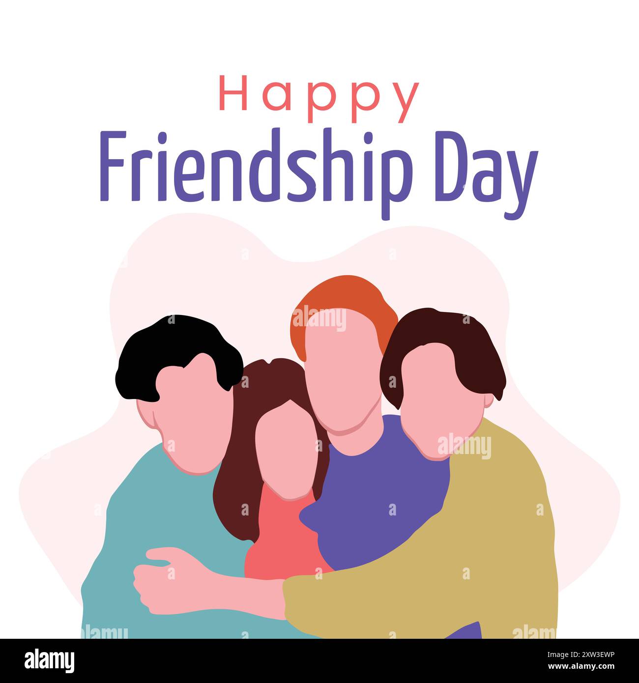 Happy Friendship Day Flat Design Illustrazione Vettoriale