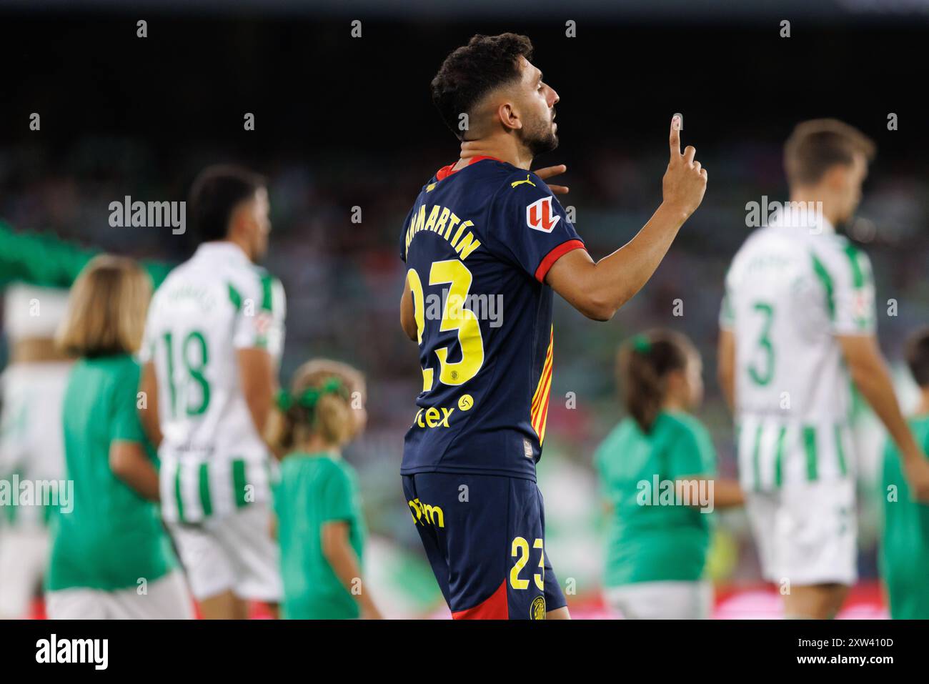 Ivan Martin (Girona FC) visto in azione durante la partita LaLiga EASPORTS tra squadre del Real Betis Balompie e Girona FC all'Estadio Benito Villamarin. Punteggio finale; Real betis 1-1 Girona FC. Foto Stock