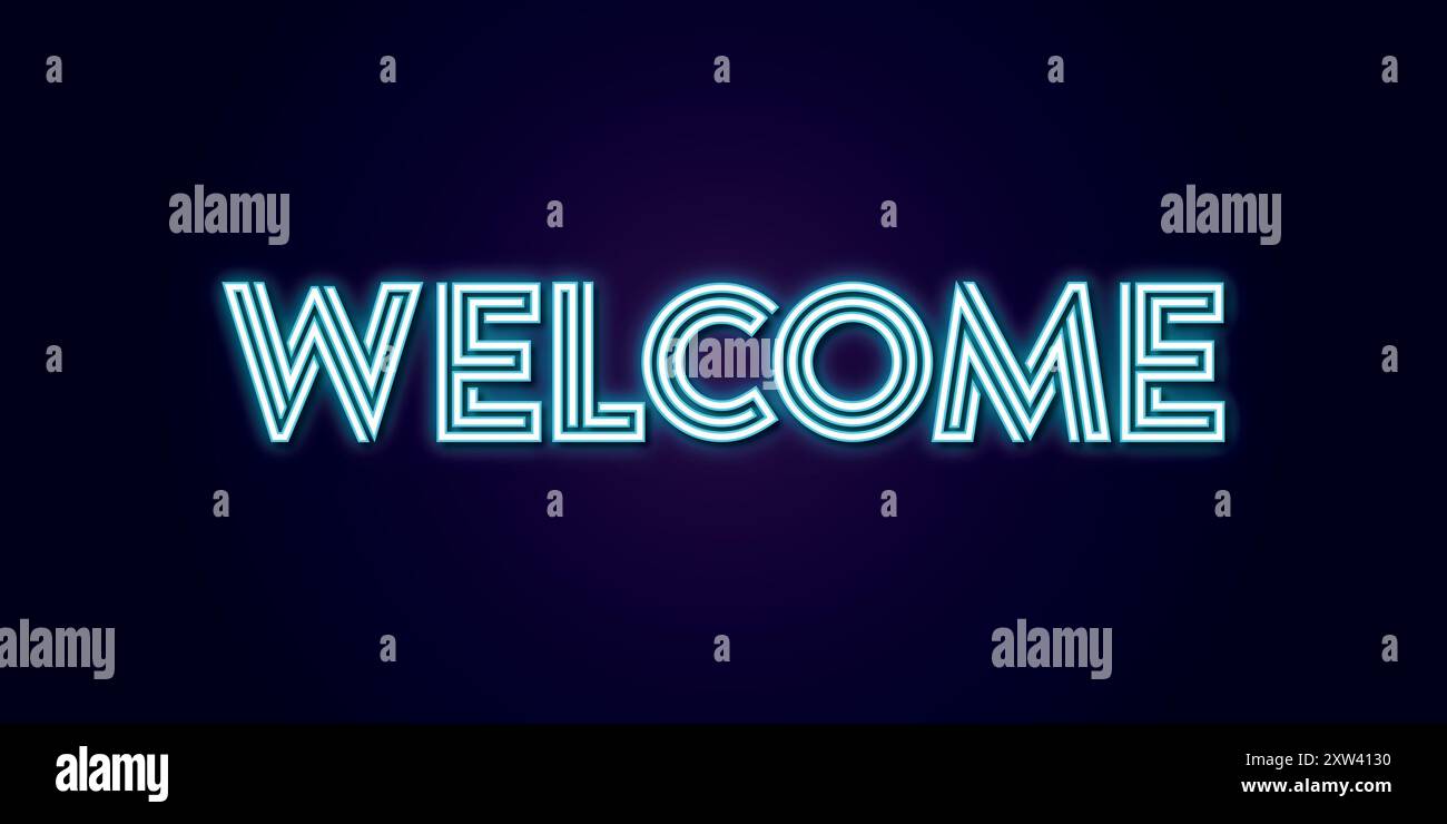 Banner tipografico Neon di benvenuto Illustrazione Vettoriale