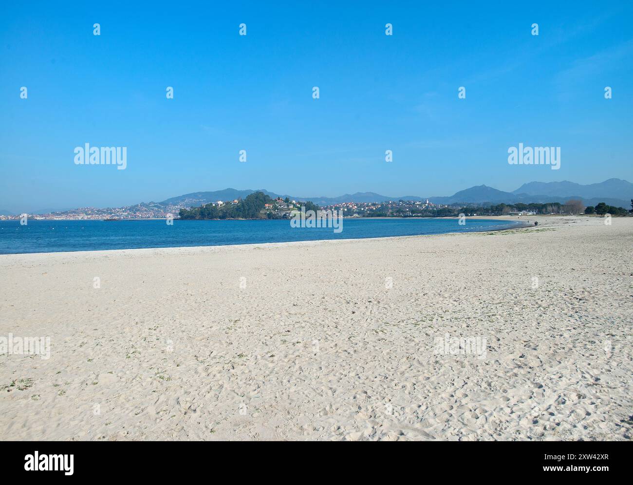 Praia Ladeira, Baiona, Galizia, Spagna Foto Stock